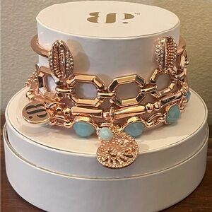 Elegant Rose Gold and Turquoise Bracelet Set